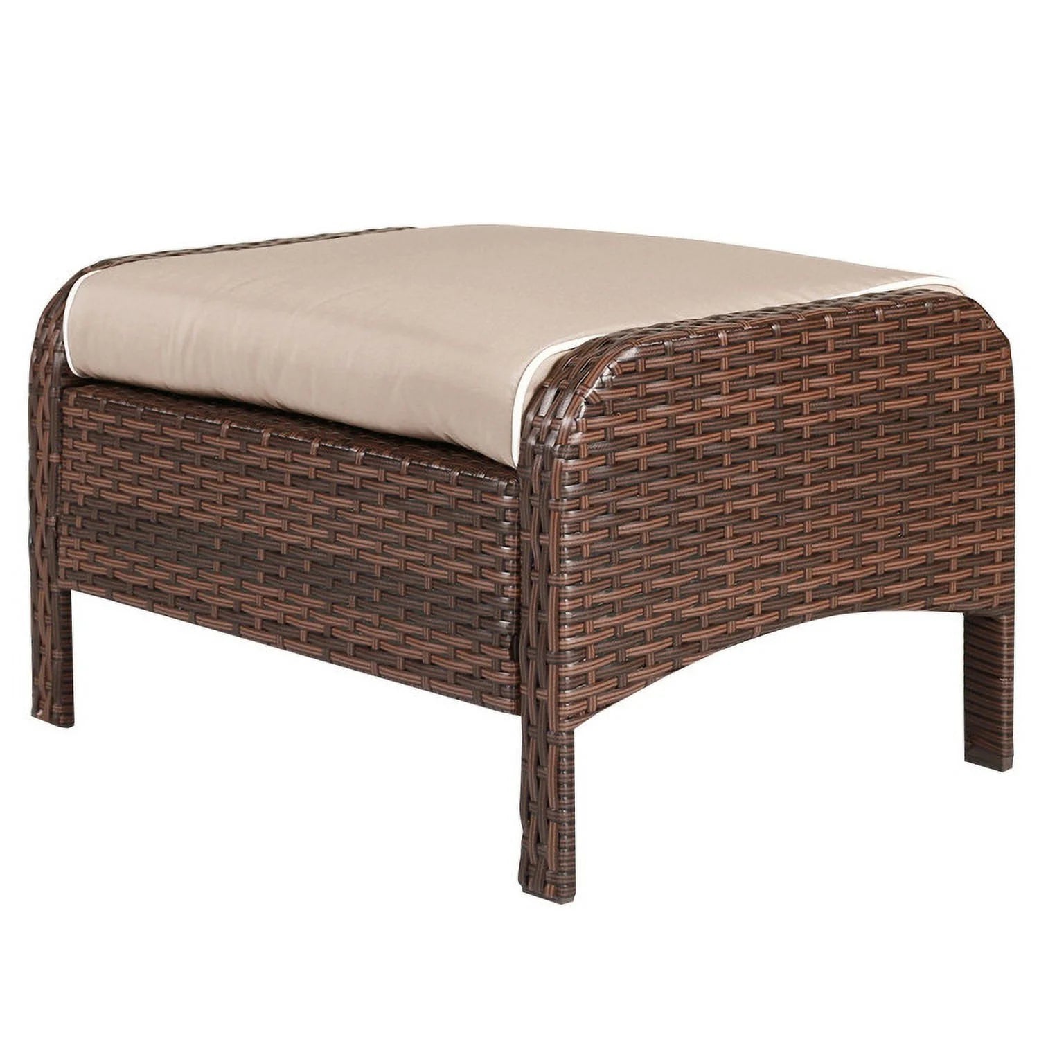 5 Pieces Patio Rattan Sofa Ottoman Furniture Set with Cushions, Patio Seating Conversation Set, Modern Patio Sofa Sectional All Weather Proof for Patio Back Deck