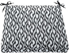 Chair Cushion with Ties - 18.75" L X 18" W - Patio & Outdoor - Water, Stain & Fade Resistant - Black Ikat