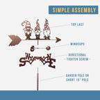 Garden GNOME Weathervane (Garden Stake Included)