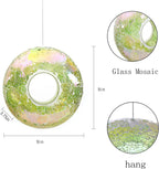 Bird Feeder, round Squirrel-Proof Wild Bird Feeder, Fly-Through Hanging Glass Design, Large Wreath-Shaped Bird Feeder, Mosaic Patterns for Outdoor Gardens and Yards Decoration, Green