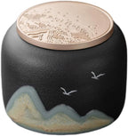 Ceramic Holder Decor Jar Holder Home Jar Decor with Lid for Home Office Decoration Anti-Skid Ceramic Taichi Black