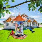 Mosaic Solar Wild Bird Feeder, Waterproof Lantern Shape with S-Hook & 4 LED Lights, Garden Decor for Lawn, Patio, Balcony, Yard Ornament - Unique Gifts for Mom, Women, Grandma, Bird Lovers