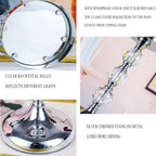 Pillar Candle Holder with Lid,Crystal Candle Holder for Pillar Candle, Candlesticks Holder with 3 Crystal Balls for Coffee Dining Table, Wedding, Christmas, Halloween, Home Decor CH065L