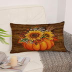 Set of 4 Fall Pillow Covers 12X20 Inch Thanksgiving Pumpkins Throw Pillows Autumn Harvest Sunflower Decorative Cushion Covers Outdoor Sofa Couch Lumbar Pillow Cases Fall Decorations (12 by 20)