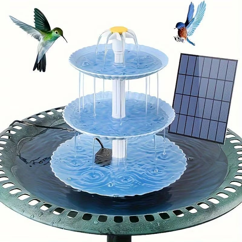 Solar Bird Bath Water Fountain Detachable DIY Water Landscaping Fountain for Bird Bathing Garden Decoration, Outdoor Bird Feeder