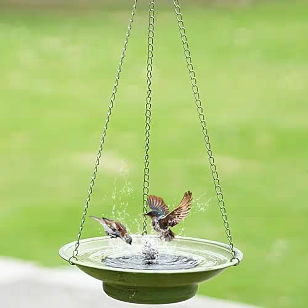 30In H 12.4In W Black Metal Solar Bird Bath Fountain with Bubbler for Outdoor Garden Patio Decor Hanging Bird Bath Bowl