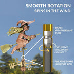 Witch Garden Weathervane - Pure Copper with Garden Pole