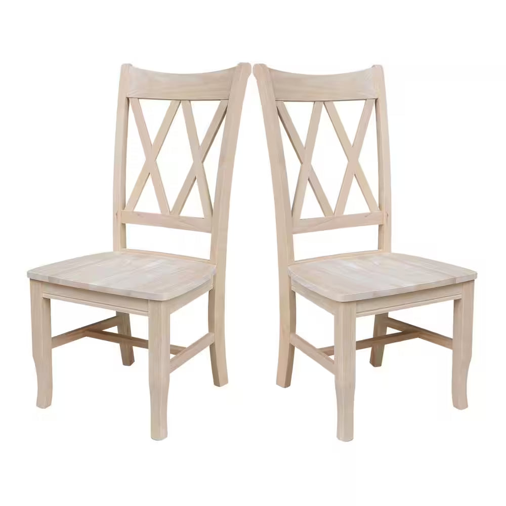 Unfinished Wood Double X-Back Dining Chair (Set of 2)