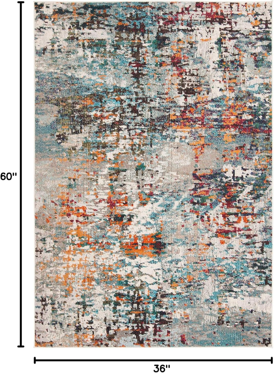 Madison Collection Accent Rug - 3' X 5', Grey & Blue, Modern Abstract Design, Non-Shedding & Easy Care, Ideal for High Traffic Areas in Entryway, Living Room, Bedroom (MAD471F)