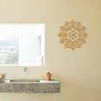 11.5" Sacred Geometry Wall Art, Wooden Mandala Wall Decor, Meditation Chakra Wood Wall Sculpture Art Symbol Spiritual Decor Yoga Gifts Crystal Grid Board (Mandala)