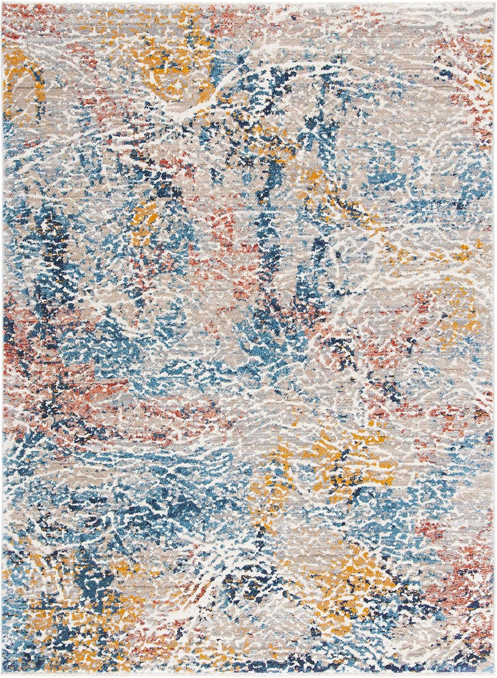 Madison Collection Area Rug - 5'3" X 7'6", Grey & Orange, Modern Abstract Design, Non-Shedding & Easy Care, Ideal for High Traffic Areas in Living Room, Bedroom (MAD494F)