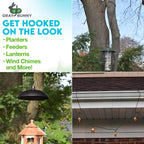 Metal Tree Branch Hook, 23 Inch Long, Black, 3-Pack, Premium Extra Thick 1/5 Inch Diameter Rust Resistant Steel S-Hooks for Bird Feeders and Baths and More - Outdoor or Indoor Use