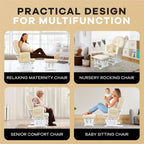 White/Cream Modern Glider Nursery Rocking Chair with Ottoman, Ideal for Breastfeeding and Reading