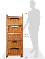 46" Natural Fiber Chest of Drawers on Wheels - Honey