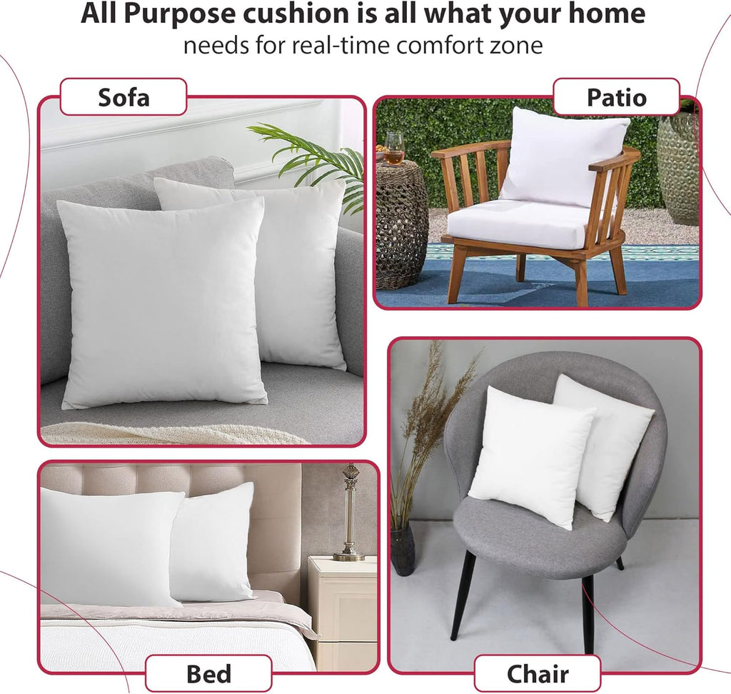 18X18 Throw Pillow Inserts – Set of 4 Soft Square Couch Pillows – Supportive, Fluffy Fill for Bed, Sofa & Chair – Decorative White Pillow Forms