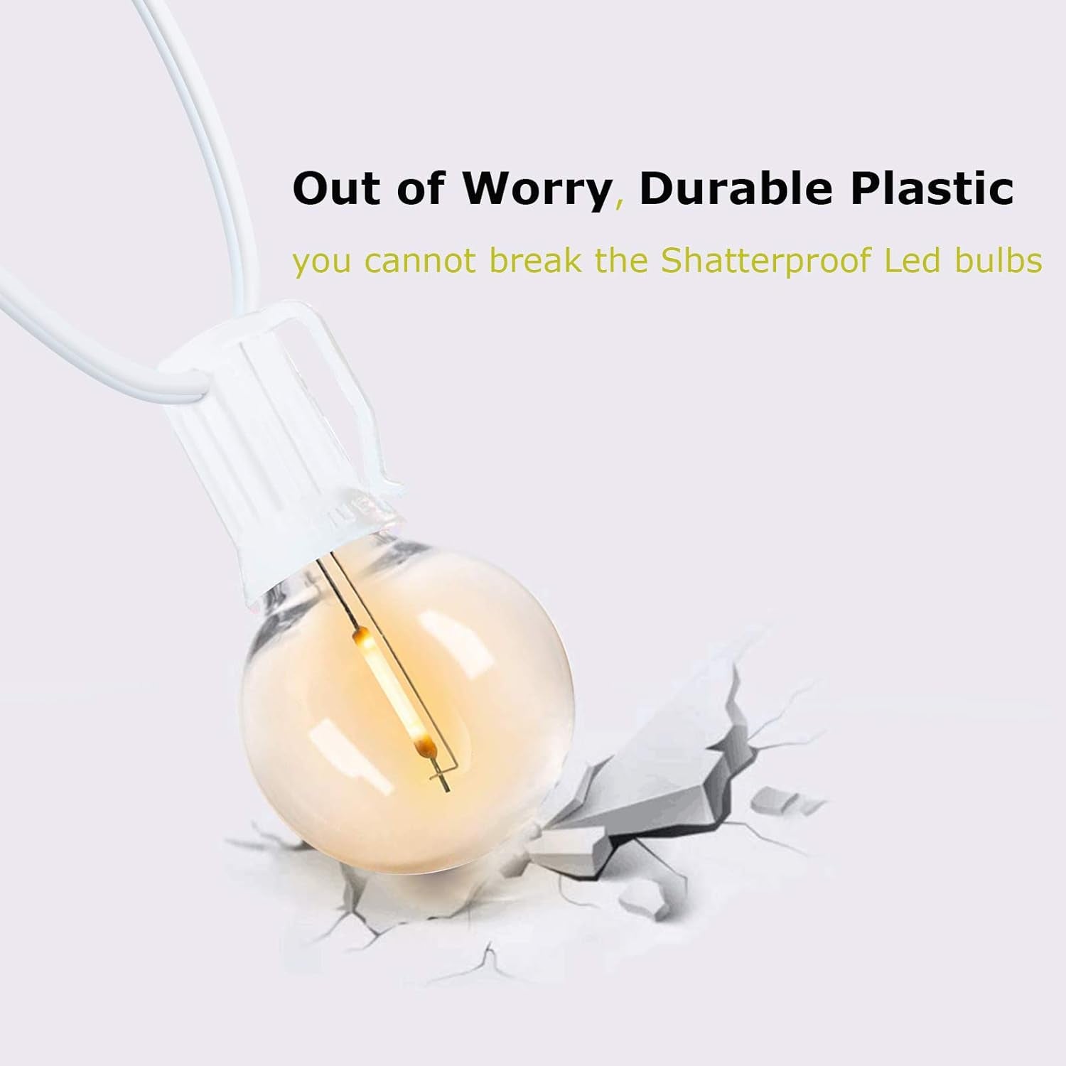 Outdoor Globe String Lights White - G40 Outdoor Lights Patio String Lights Linkable Waterproof with 14 Shatterproof Clear Bulbs(2 Extra) for Wedding Party Pergola Gazebo Lights