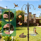 Bird Feeding Station,A Set with 6 Bird Feeders Hanging,Bird Feeder Poles Kit Premium Bird Bath for Attracting Wild Birds,Black