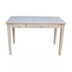 48 In. Rectangular Unfinished 2 Drawer Writing Desk with Solid Wood Material