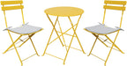 Patio Bistro Set, Outdoor Patio Furniture Sets, 3 Piece Patio Set of Foldable Bistro Chairs and Table, Yellow