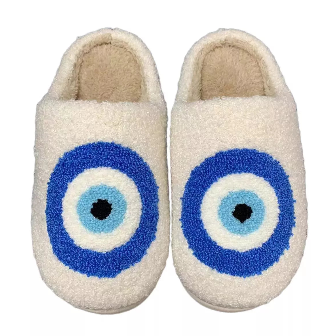 Slippers Womens Retro Evil Eye Hamsa 5-6 Blue