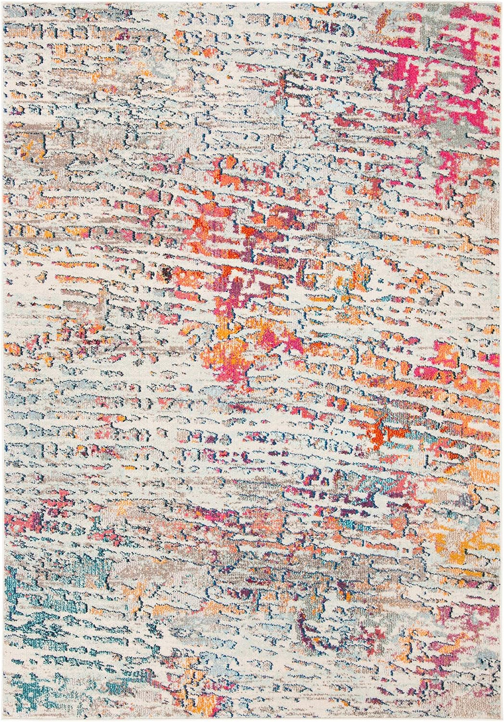 Madison Collection Accent Rug - 4' X 6', Light Blue & Orange, Modern Abstract Design, Non-Shedding & Easy Care, Ideal for High Traffic Areas in Entryway, Living Room, Bedroom (MAD454B)