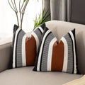 Farmhouse Throw Pillow Covers -Decorative Faux Leather Pillow Cases for Couch Sofa Livingroom Tribal Stripe Accent Cushion Cover 18X18 Inch (2, 18''X18'')