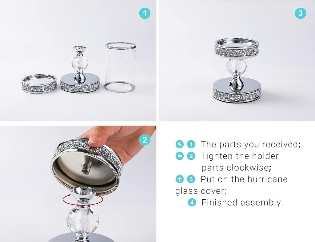 Hurricane Glass Candle Holders, Gold Pillar Candle Holders for Pillar Candle, Magnetic Glass Cover, Crystal Candlesticks Holder for Dining Coffee Table, Wedding,Events,Parties, Home Decor