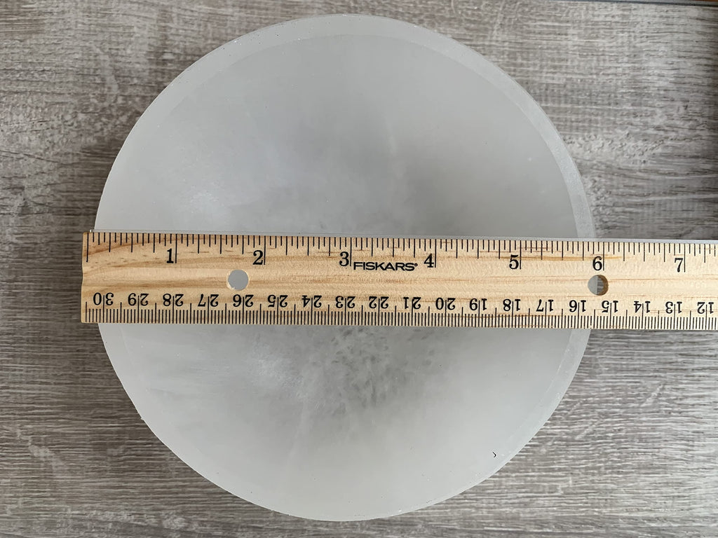 Extra Large Selenite Bowl, 6" Gemstone Carved Selenite Crystal Charging Bowl,...