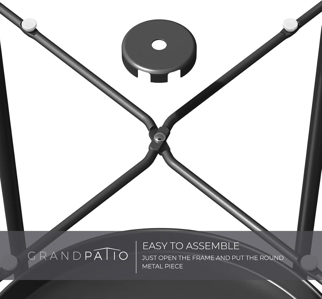 Outdoor Side Table, 2-Tier Metal round End Table, Black