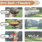 13 In. Diameter Metal Bird Bath with Removable Bowl and Stable Stake Easy Clean for Garden Yard Decor