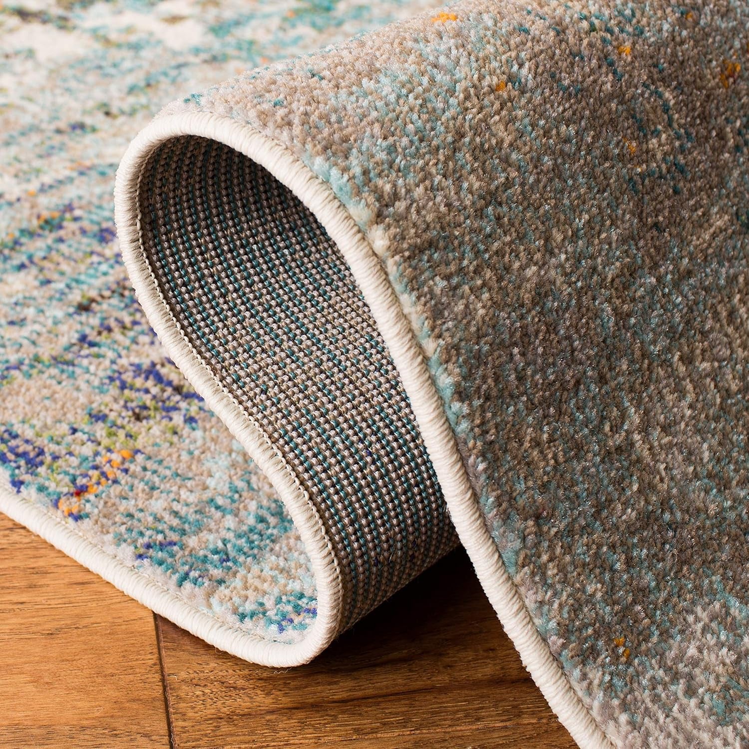 Madison Collection Accent Rug - 3' X 5', Grey & Blue, Modern Abstract Design, Non-Shedding & Easy Care, Ideal for High Traffic Areas in Entryway, Living Room, Bedroom (MAD471F)