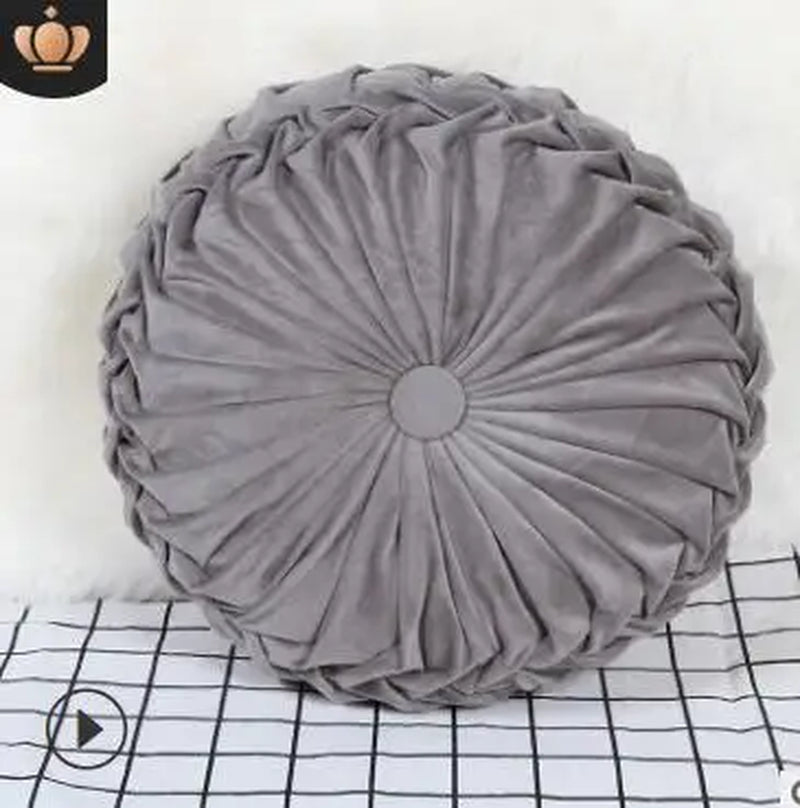 Velvet Pleated round Pumpkin Throw Pillow for Couch Floor Home Decor Cushion Coussin Home Decor Sofa Chair Bed Car Cojin 33Cm