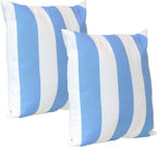 Indoor and Outdoor Decorative Throw Pillows Set of 2 with Zipper Closures and Inserts - 17-Inch Square Patio Furniture Accents - Weather-Resistant Polyester - Beach-Bound Stripe
