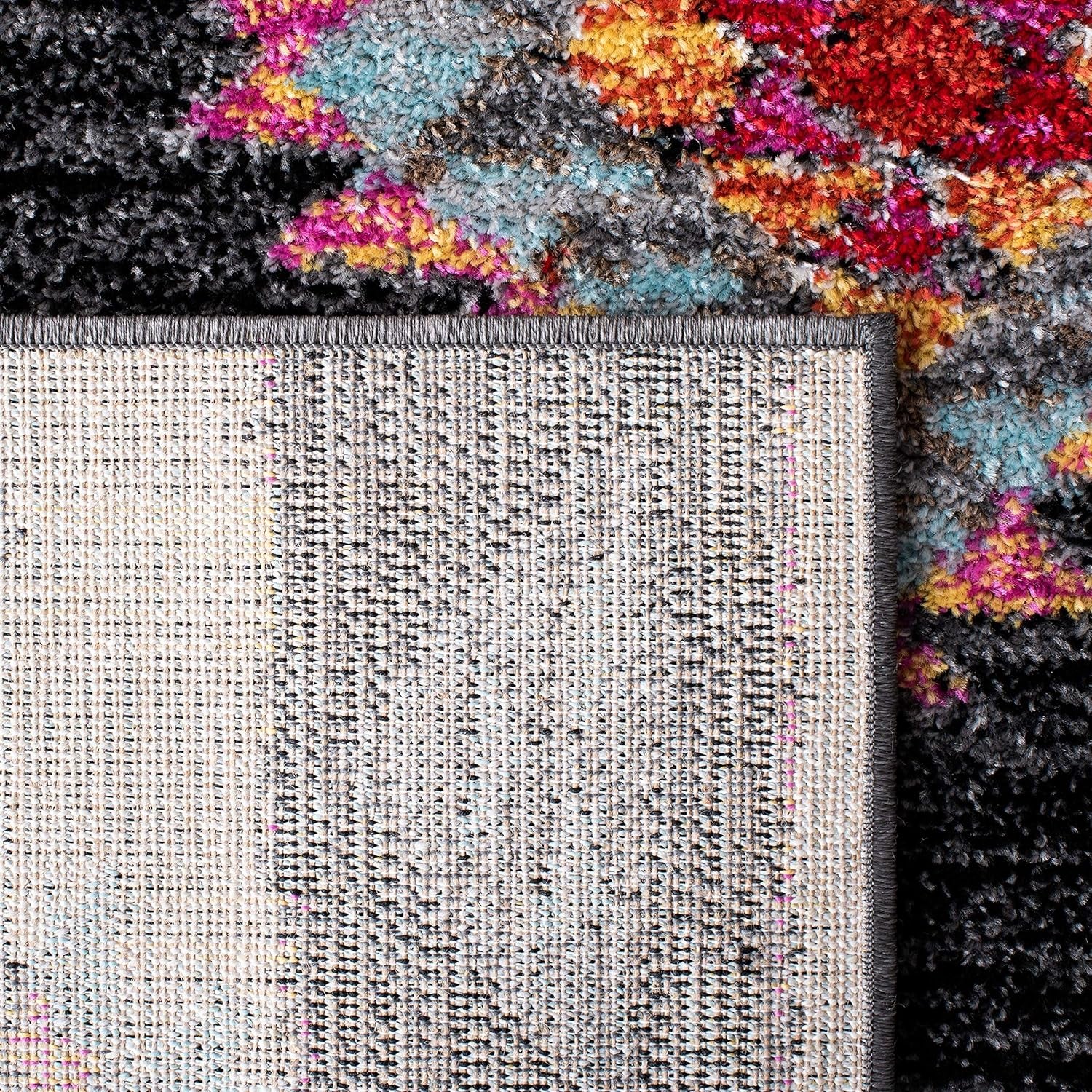 Adirondack Collection Area Rug - 6' X 9', Black & Red, Boho Tribal Design, Non-Shedding & Easy Care, Ideal for High Traffic Areas in Living Room, Bedroom (ADR245Z)