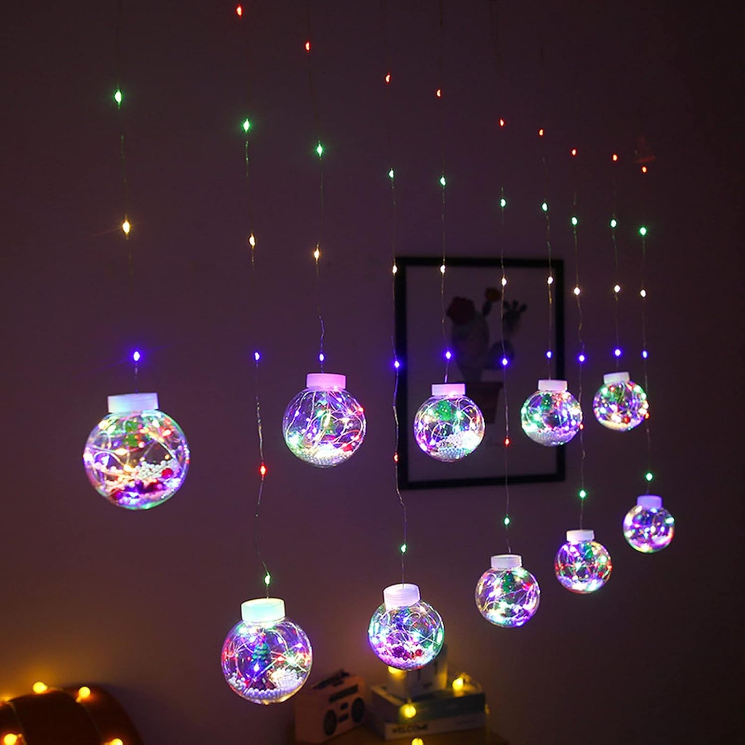 Outdoor Solar String Lights,8.86Ft Crystal Globe Balls Patio Lights,Waterproof Lighting for Garden Xmas Yard Home Party Porch Wedding Christmas Trss Decor (Colorful Tree, 2.7M)