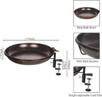 Deck Mounted Bird Bath Metal Birdbath Bowl Unheated with Lightweight Detachable