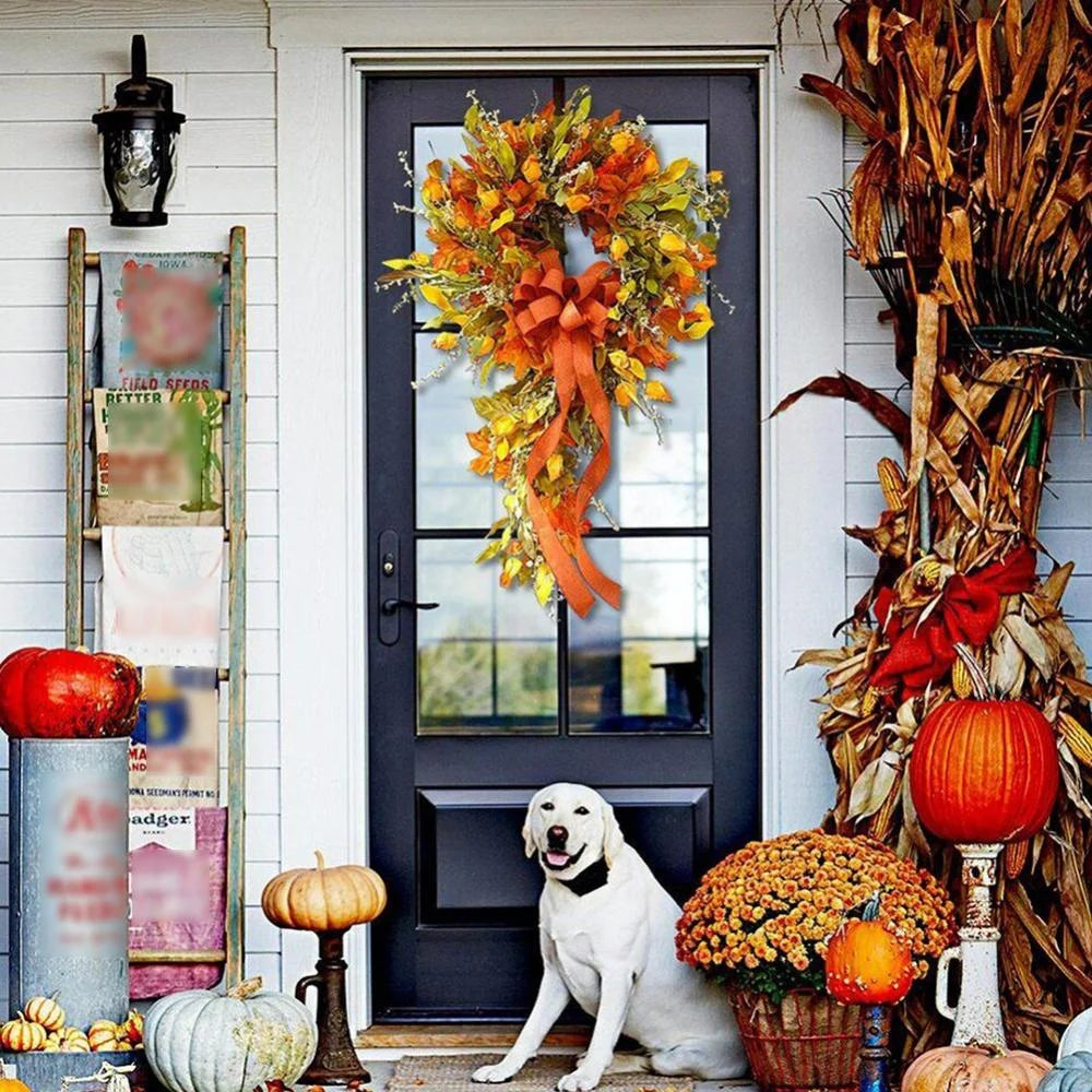 23 Inch Artificial Autumn Fall Wreath Fall Door Wreaths Autumn Wreath Fall Wreaths Farmhouse Wreaths Thanksgiving Decor for Front Door