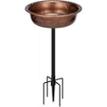 29 In. H round Polyresin Garden Birdbath with Metal Stake in Bronze
