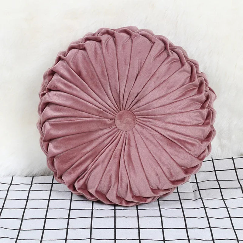 Velvet Pleated round Pumpkin Throw Pillow for Couch Floor Home Decor Cushion Coussin Home Decor Sofa Chair Bed Car Cojin 33Cm