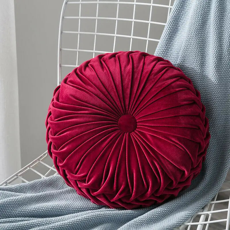 Velvet Pleated round Pumpkin Throw Pillow for Couch Floor Home Decor Cushion Coussin Home Decor Sofa Chair Bed Car Cojin 33Cm