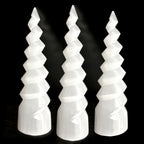 XL Selenite Tower Crystal Spiral Energy Wand 8" Point Cleanse Reiki CHARGE Heal