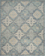 Area Rug 8X10 - Evoke Collection - Large - Light Blue & Ivory, Boho Trellis Pattern, Non-Shedding & Easy Cleaning, Ideal for Living Room, Bedroom, Office, Dining Space (EVK274C)