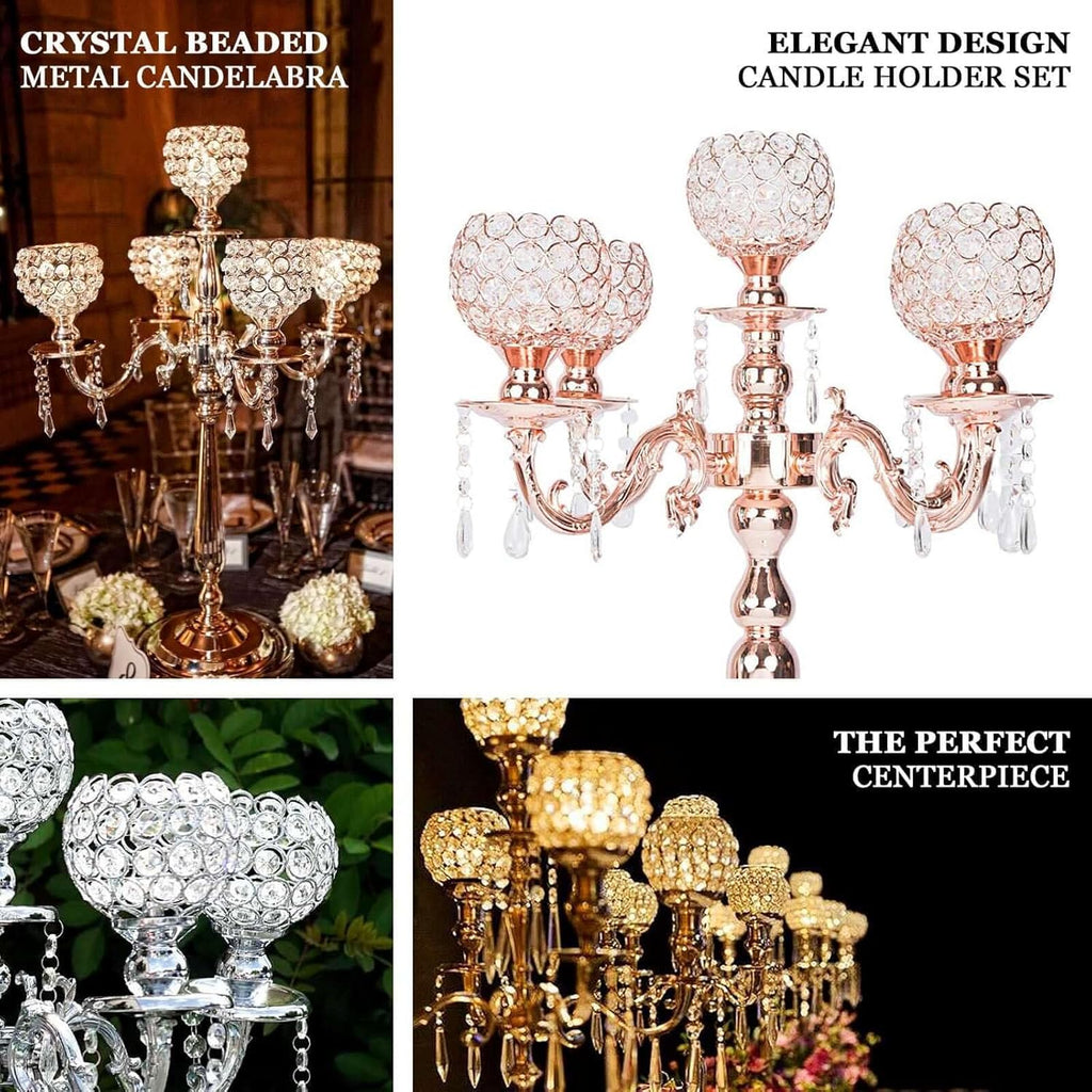 25" Tall Candelabra Chandelier Crystal Votive Candle Holder Wedding Centerpiece