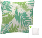 Pack of 2 Outdoor Waterproof Decorative Throw Pillows with Inserts for Patio Furniture, 18X18 Inch Fade Resistant Patio Garden Cushions for Couch Bed Sofa, Leaves Green