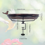 12 In. Metal Deck Mounted Bird Bath with Adjustable Sturdy Clamp for Outdoor Garden Balcony Patio Decoration
