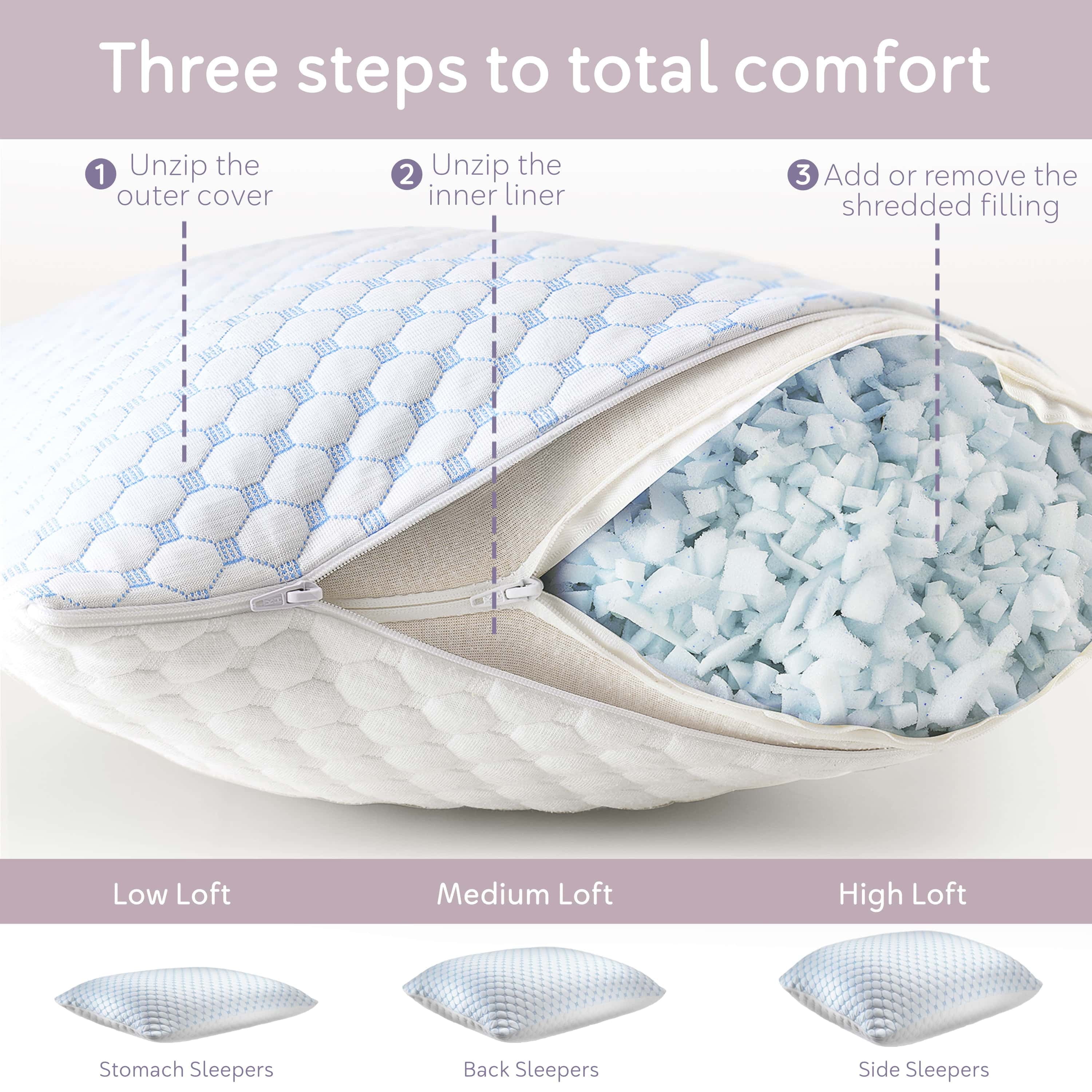 Temperature Queen Pillows Set of 2, Regulating and Adjustable Soft Memory Foam Cooling Bed Pillows Queen Size Pillows Set of 2, 20" X 30"