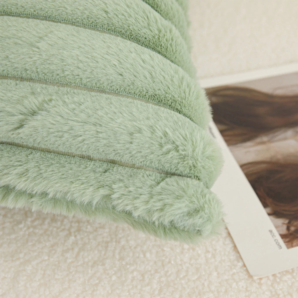 Corduroy Throw Pillows for Couch 18" X 18" Soft Plush Striped Square Pillow Indoor Decor Pillows for Sofa Couch Living Room Decoration, Throw Pillows under 10$, 1 Pack, Cream White