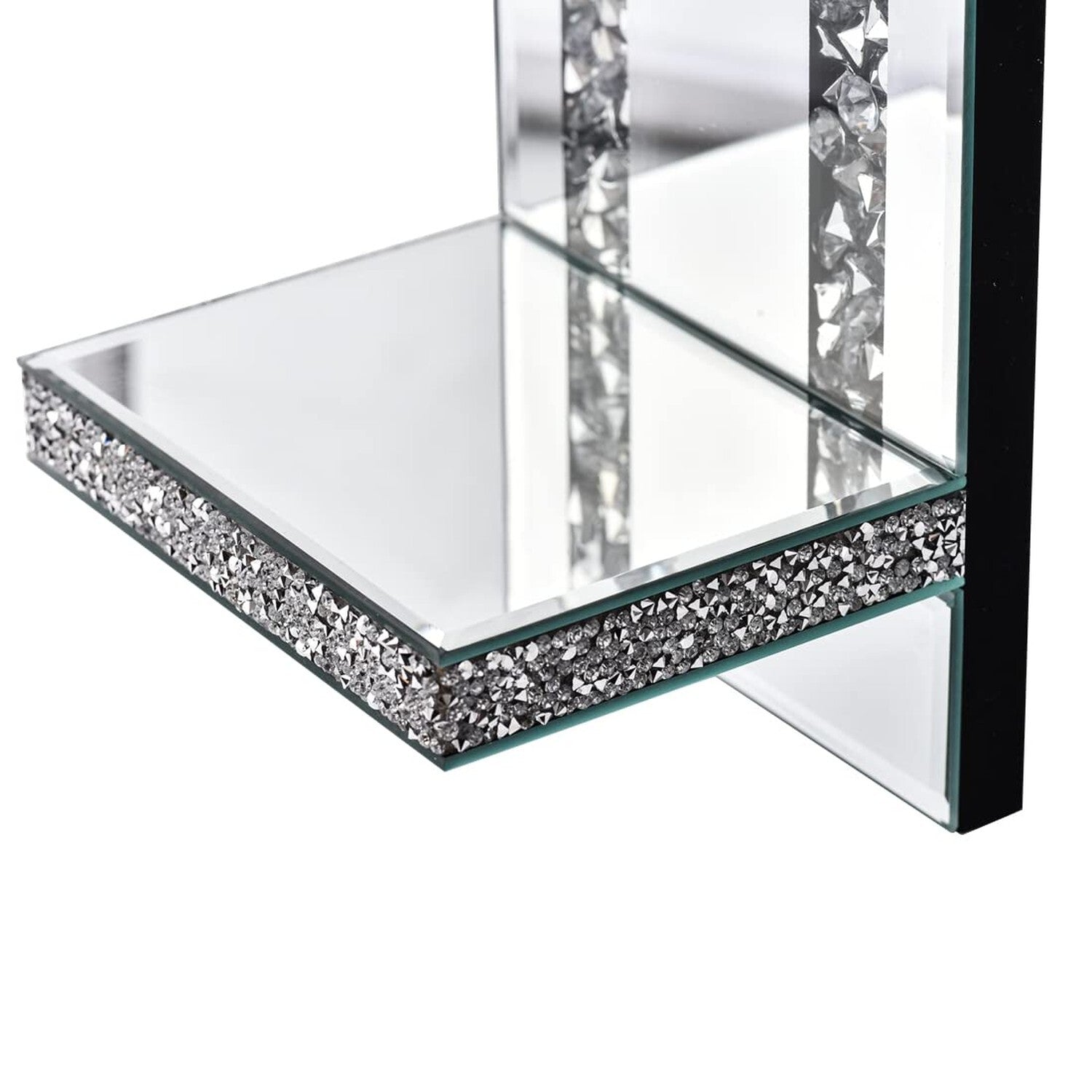 Crystal Crush Diamond Mirrored Candle Sconces, Silver Wall Candle Holder Set ...