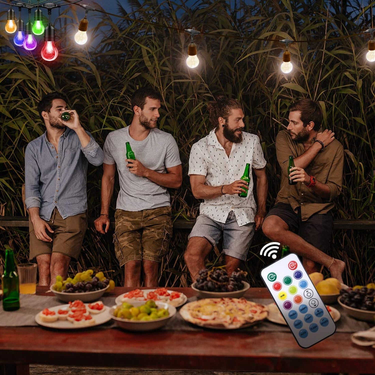 Ipstank 48FT Outdoor Patio Lights Color Changing, RGB LED String Lights with ...