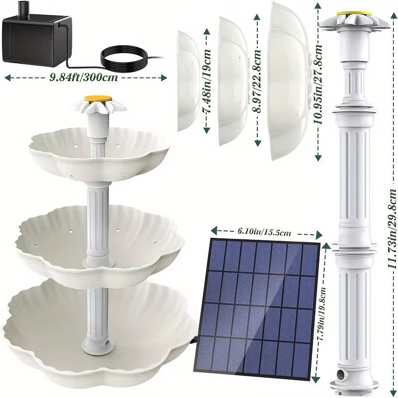 Solar Bird Bath Water Fountain Detachable DIY Water Landscaping Fountain for Bird Bathing Garden Decoration, Outdoor Bird Feeder